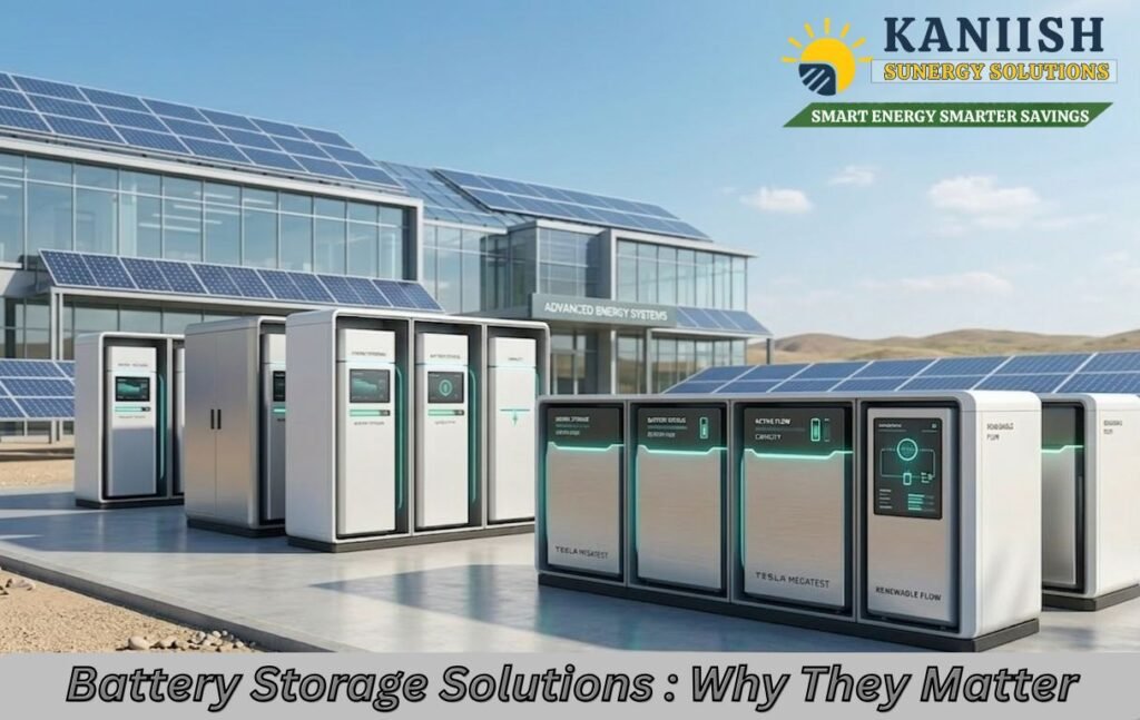 Modern battery storage system with solar panels for efficient energy use